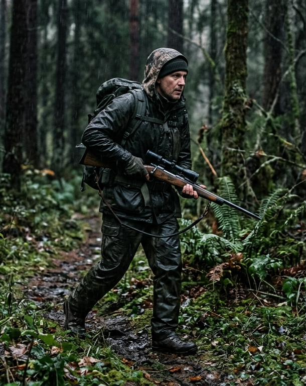 Hunter walking in the field